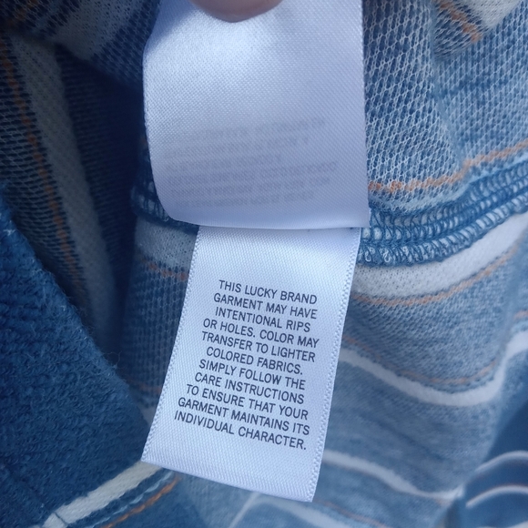 Lucky Brand Blue Striped El Verano Baja Hoodie V-Neck Men's XXL - Picture 11 of 11